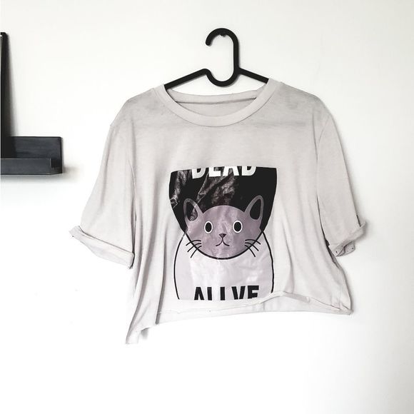 ✨2FOR15$✨Cropped Cat T Shirt - Picture 4 of 5